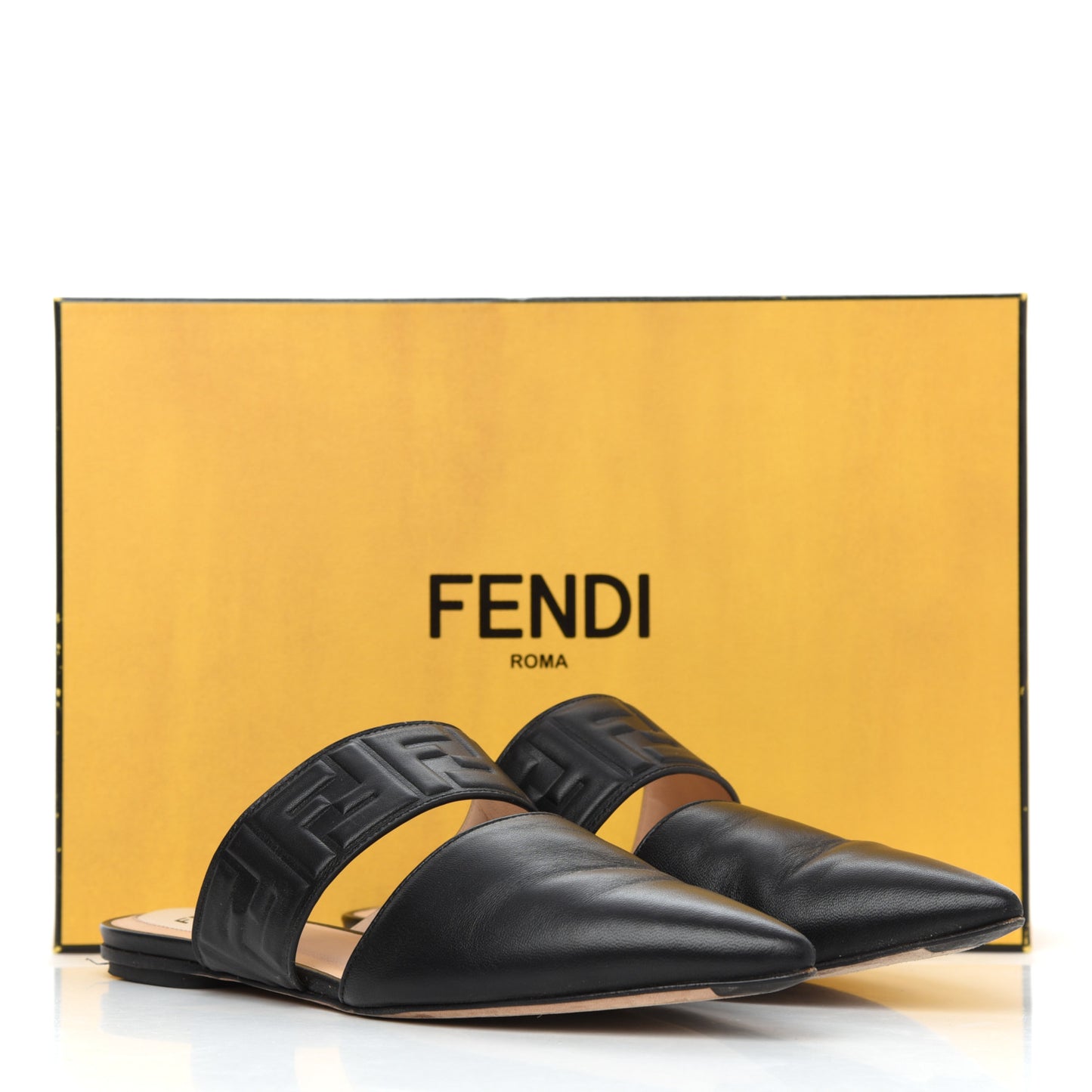 Vitello FF Embossed Flat Mules 36.5 Black