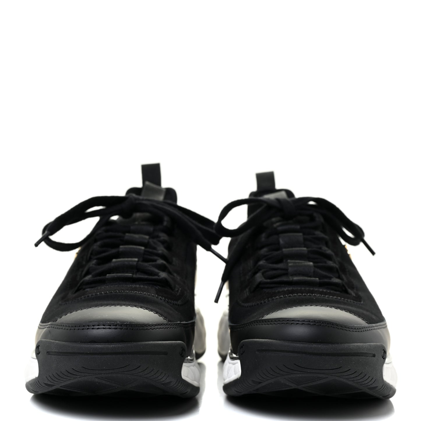 Velvet Calfskin Mixed Fibers CC Sneakers 40.5 Black