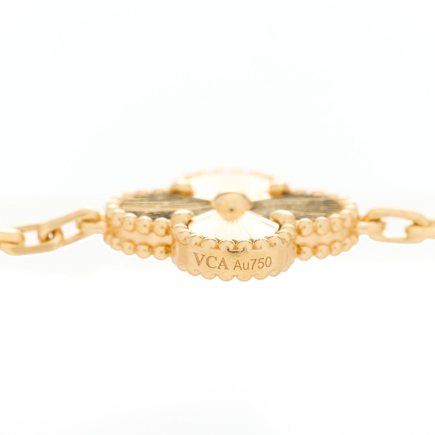 18K Yellow Gold 5 Motifs Guilloche Vintage Alhambra Bracelet