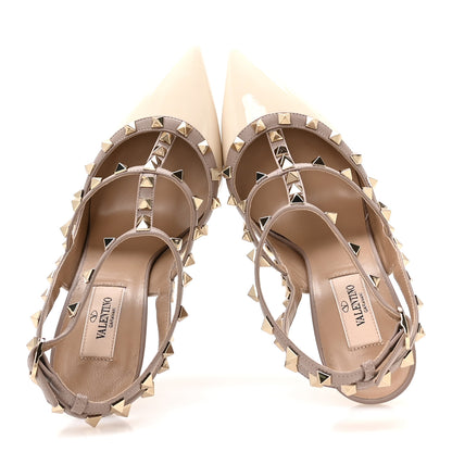 Valentino Garavani Patent Rockstud Ankle Strap 100mm Pumps 39 Light Ivory Poudre 2 of 8