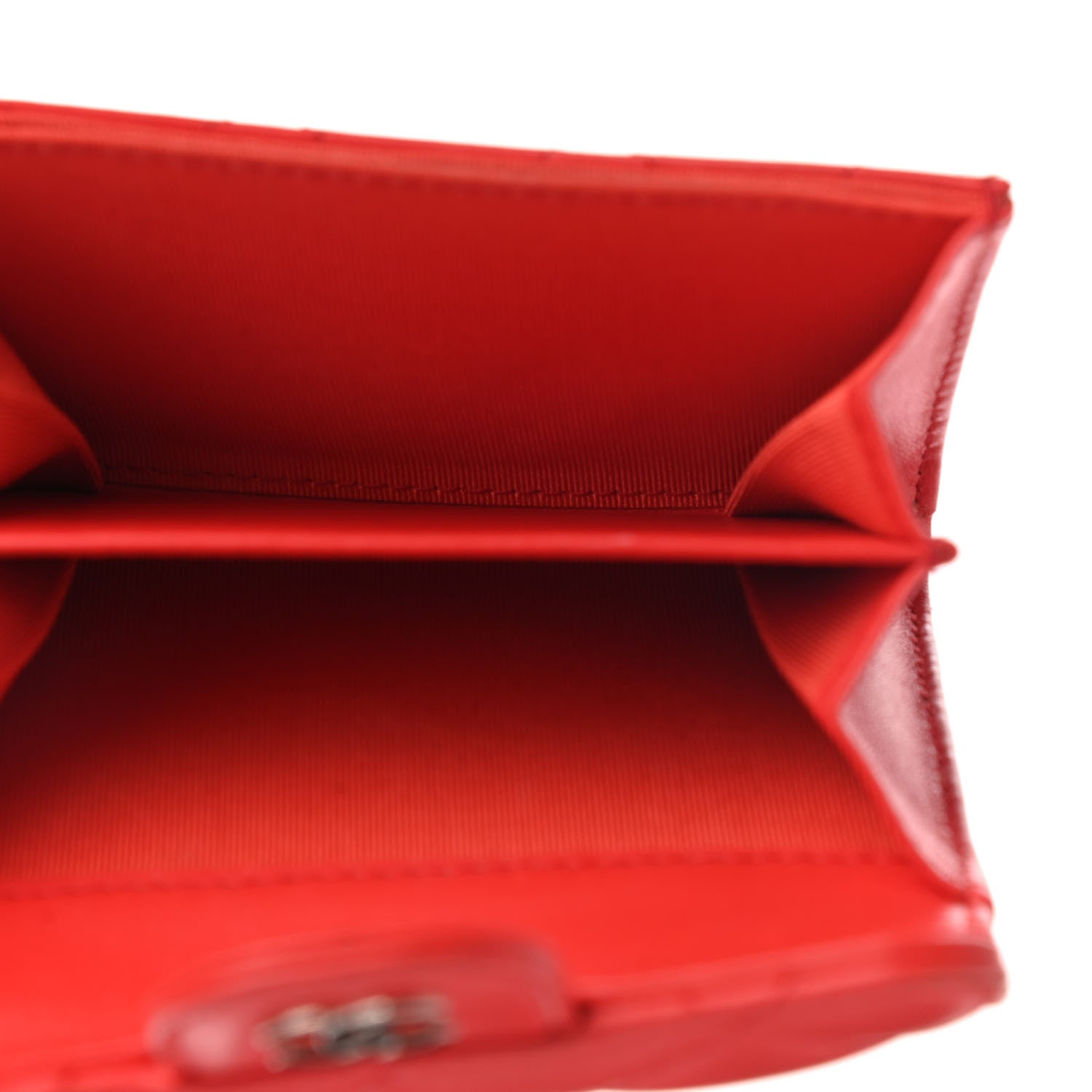 Chanel Lambskin Quilted Flap Card Holder Wallet Red 5 of 10