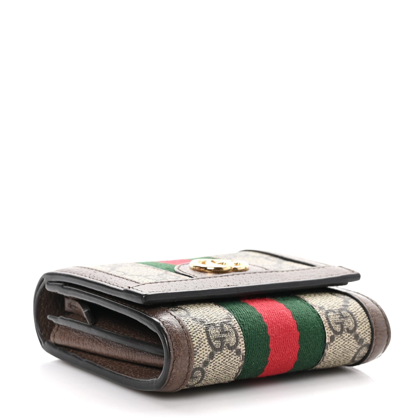GG Supreme Monogram Web Ophidia French Flap Wallet Beige New Acero