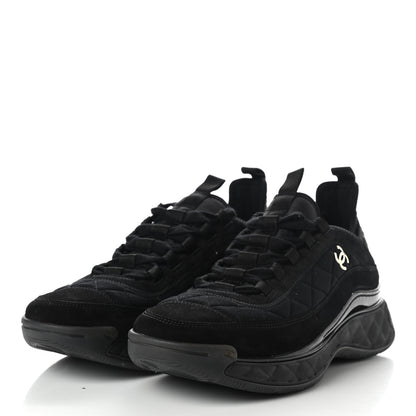 Chanel Suede Calfskin Mixed Fibers CC Sneakers 40 Black 3 of 10