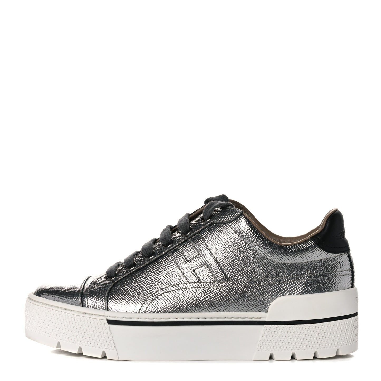 Metallic Epsom Womens Voltage Sneakers 36 Gris Argente Vieilli Black
