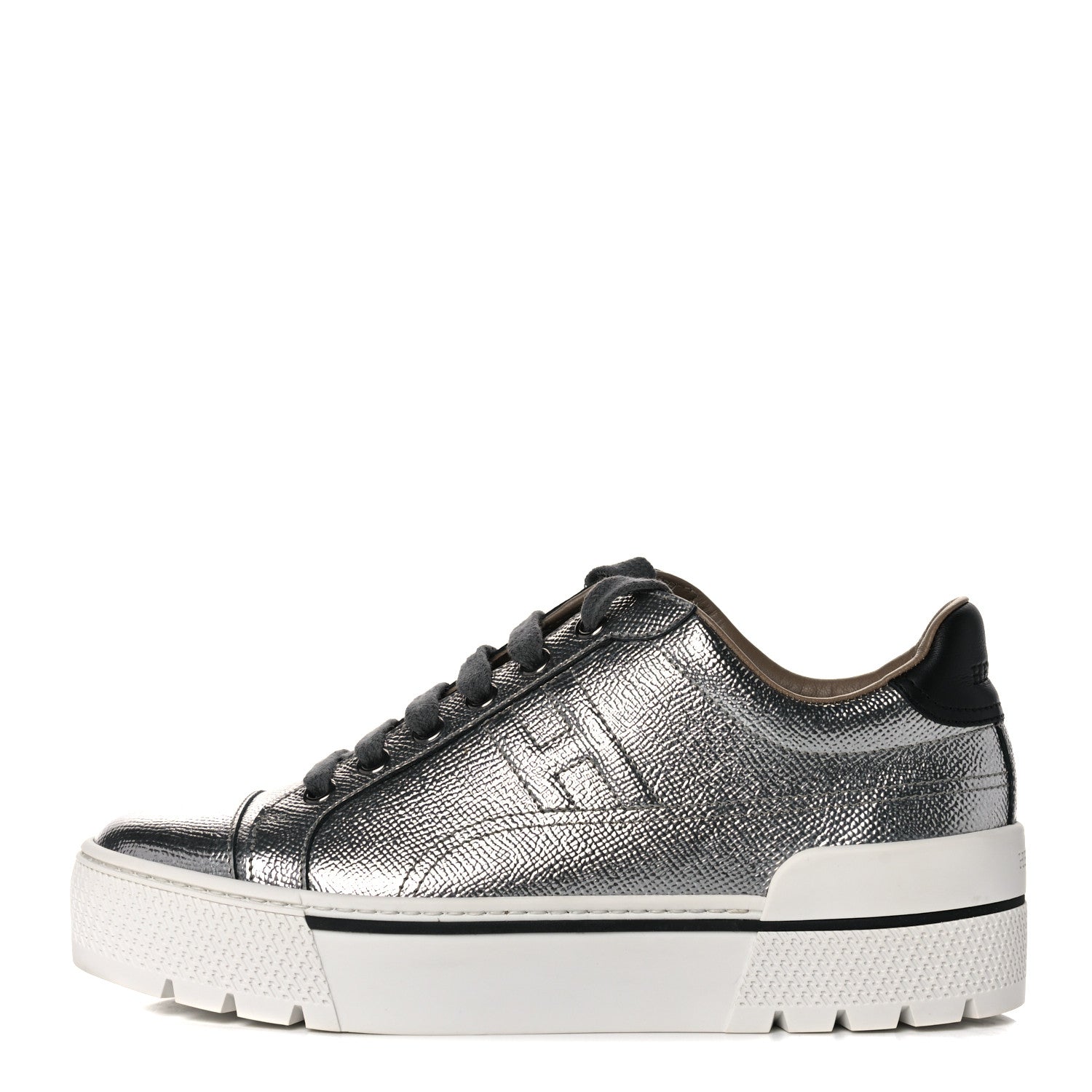 Hermes Metallic Epsom Womens Voltage Sneakers 36 Gris Argente Vieilli Black 1 of 9