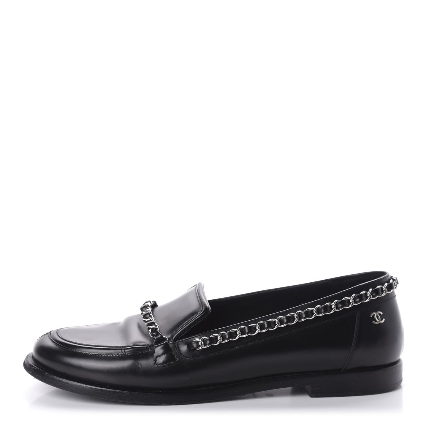 Calfskin Chain Mocassin Loafers 39 Black