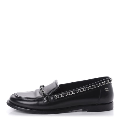Chanel Calfskin Chain Mocassin Loafers 39 Black 1 of 11