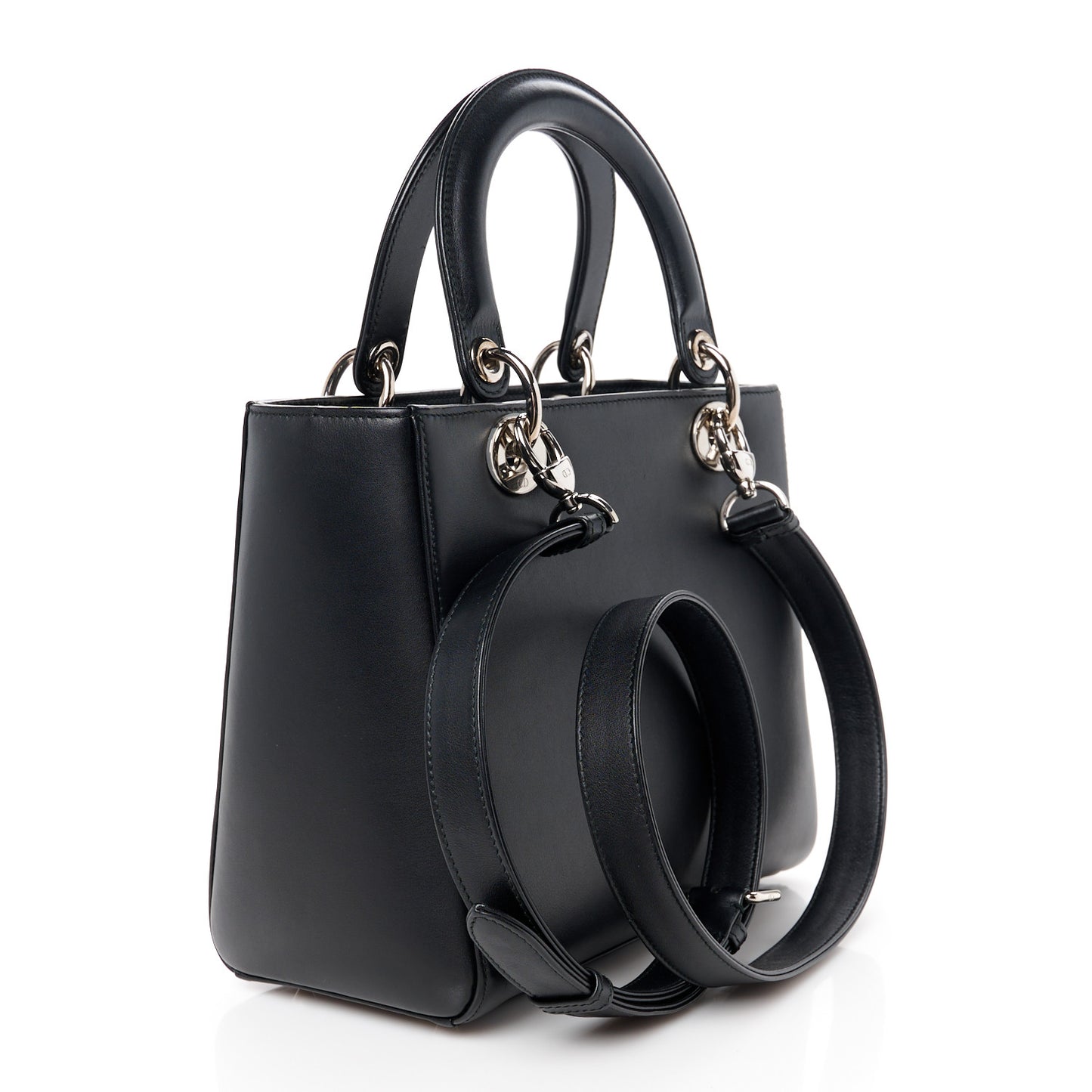 Smooth Calfskin Patch Embellished Medium Lady Dior Black