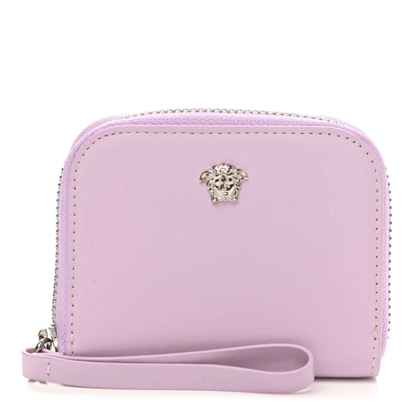 Calfskin Medusa Compact Zip Around Wallet Desert Pink