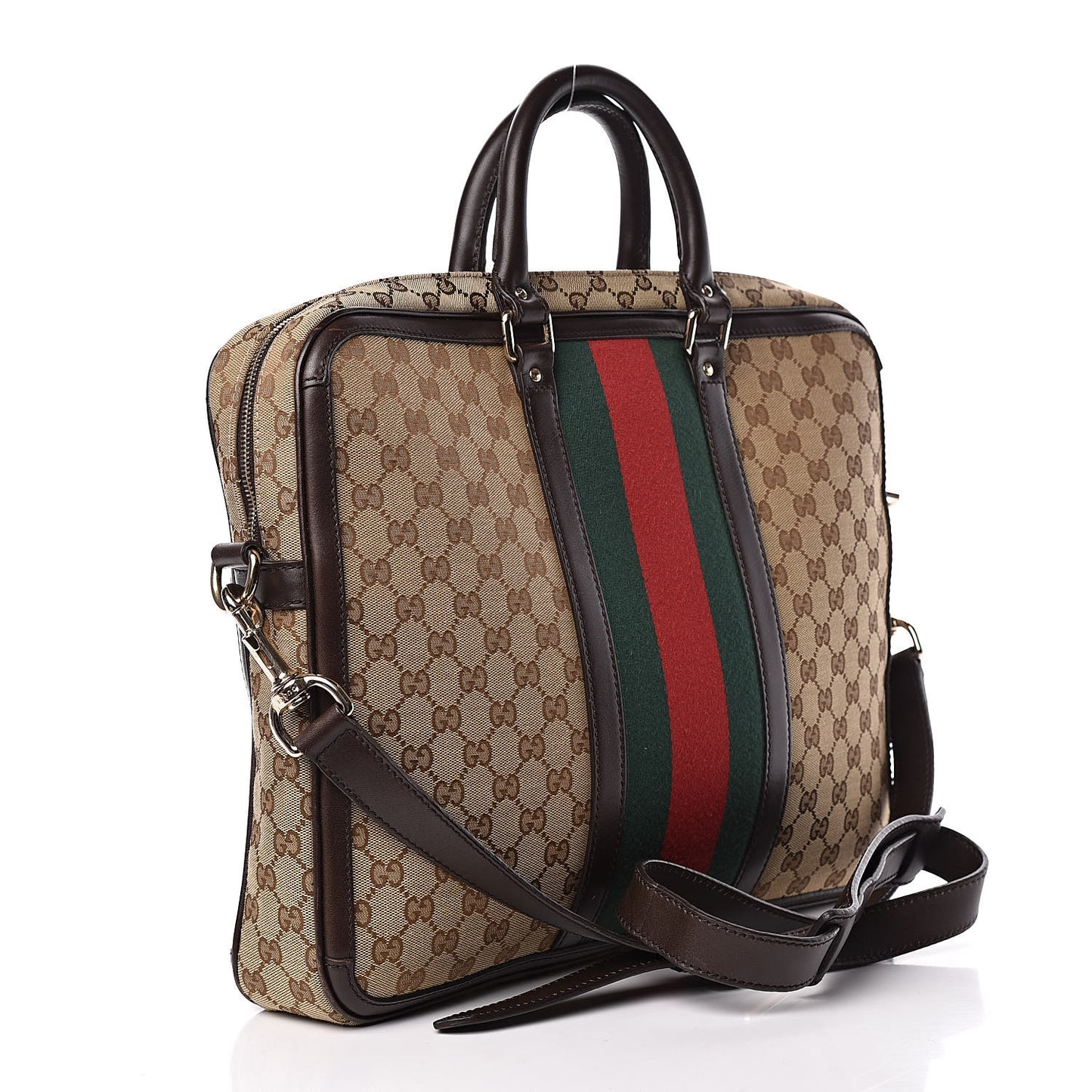 Monogram Web Briefcase Dark Brown