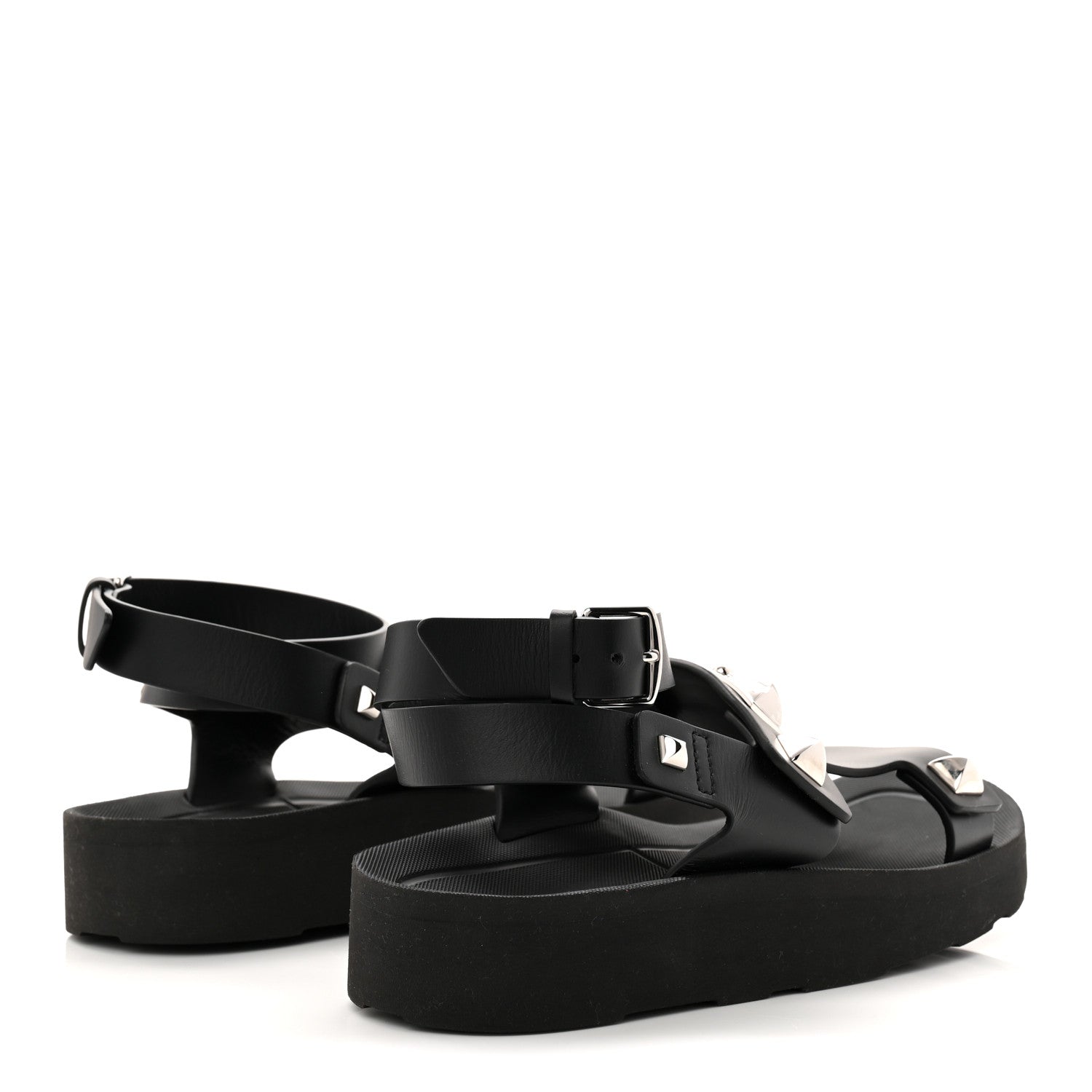 Hermes Calfskin Medor Studded Womens Intuition Sandals 37 Black 5 of 11