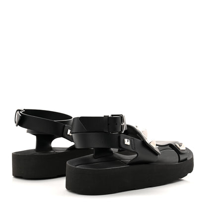 Hermes Calfskin Medor Studded Womens Intuition Sandals 37 Black 5 of 11