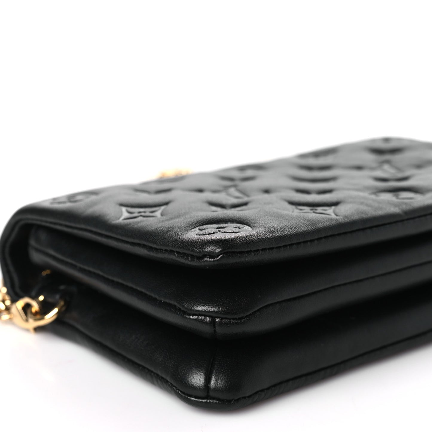 Lambskin Embossed Monogram Pochette Coussin Black