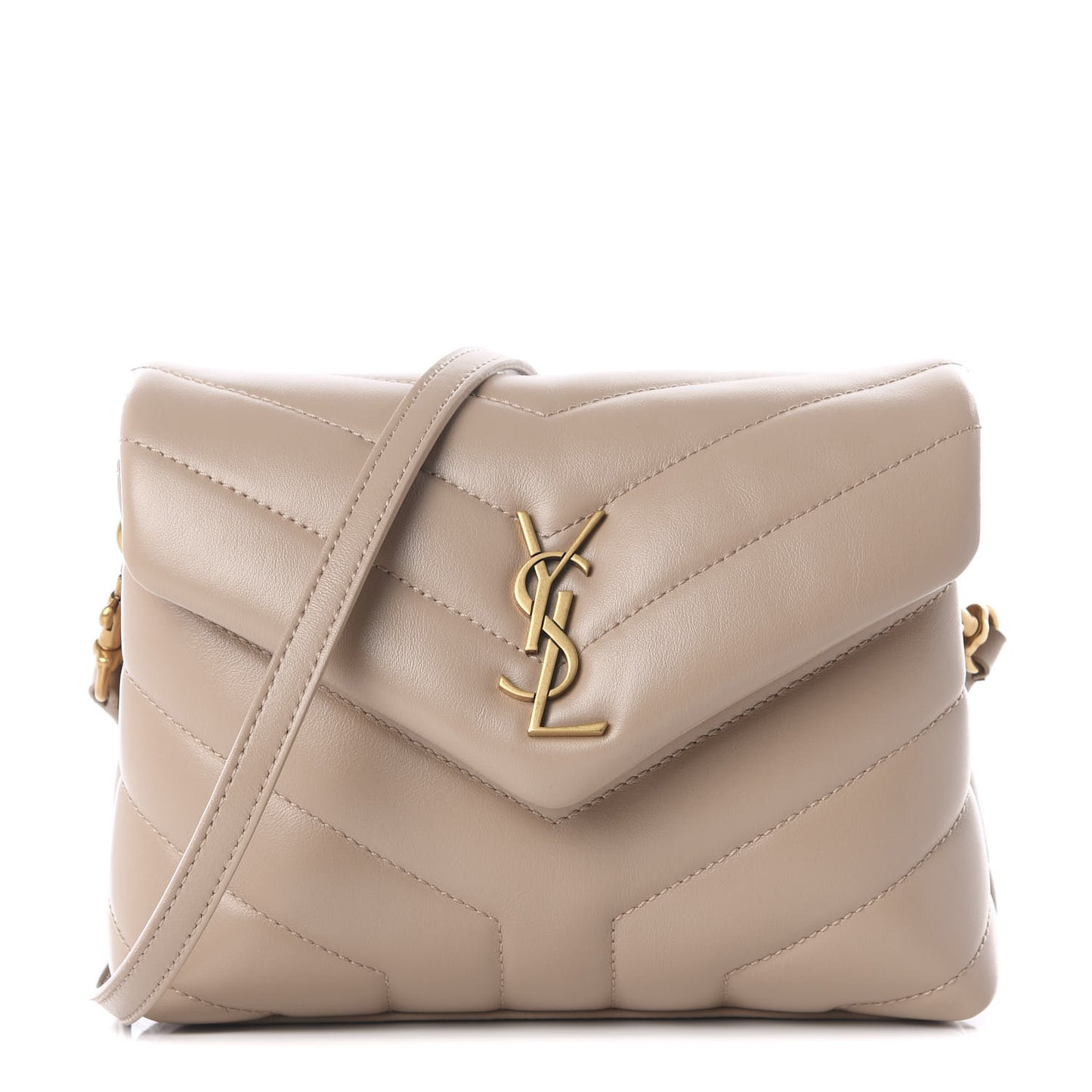 Calfskin Y Quilted Monogram Toy Loulou Crossbody Bag Dark Beige