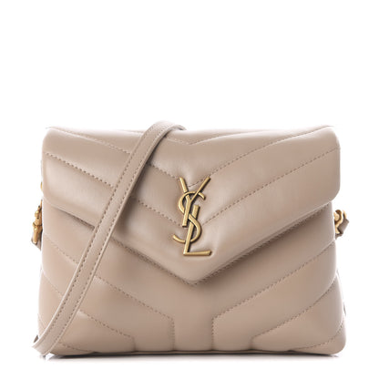 Saint Laurent Calfskin Y Quilted Monogram Toy Loulou Crossbody Bag Dark Beige 1 of 11
