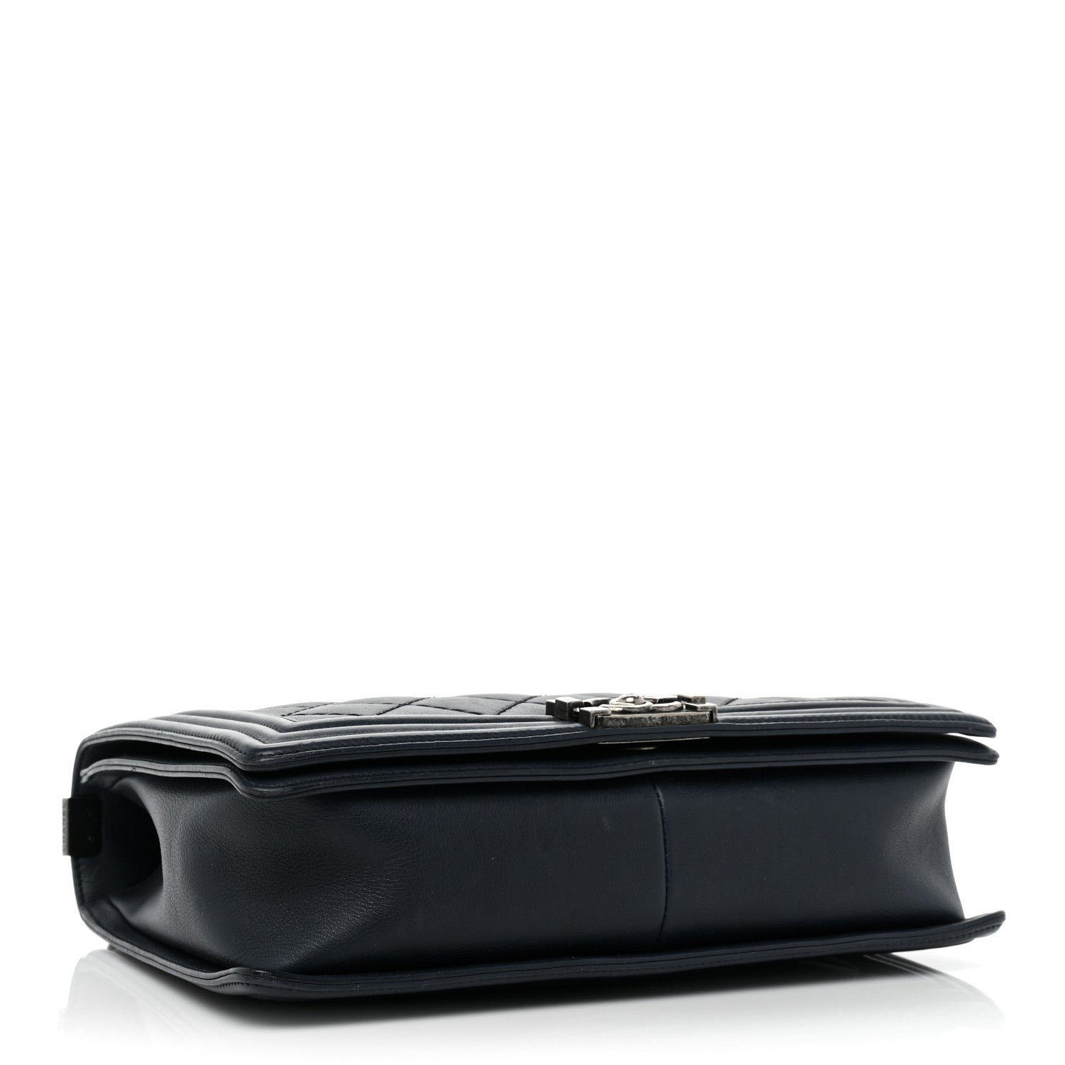 Chanel Calfskin Double Stitch Large Boy Flap Navy Blue 4 of 19