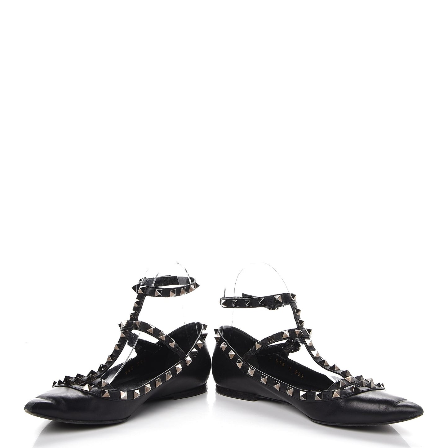 Nappa Rockstud Cage Ballerina Flats 36.5 Black