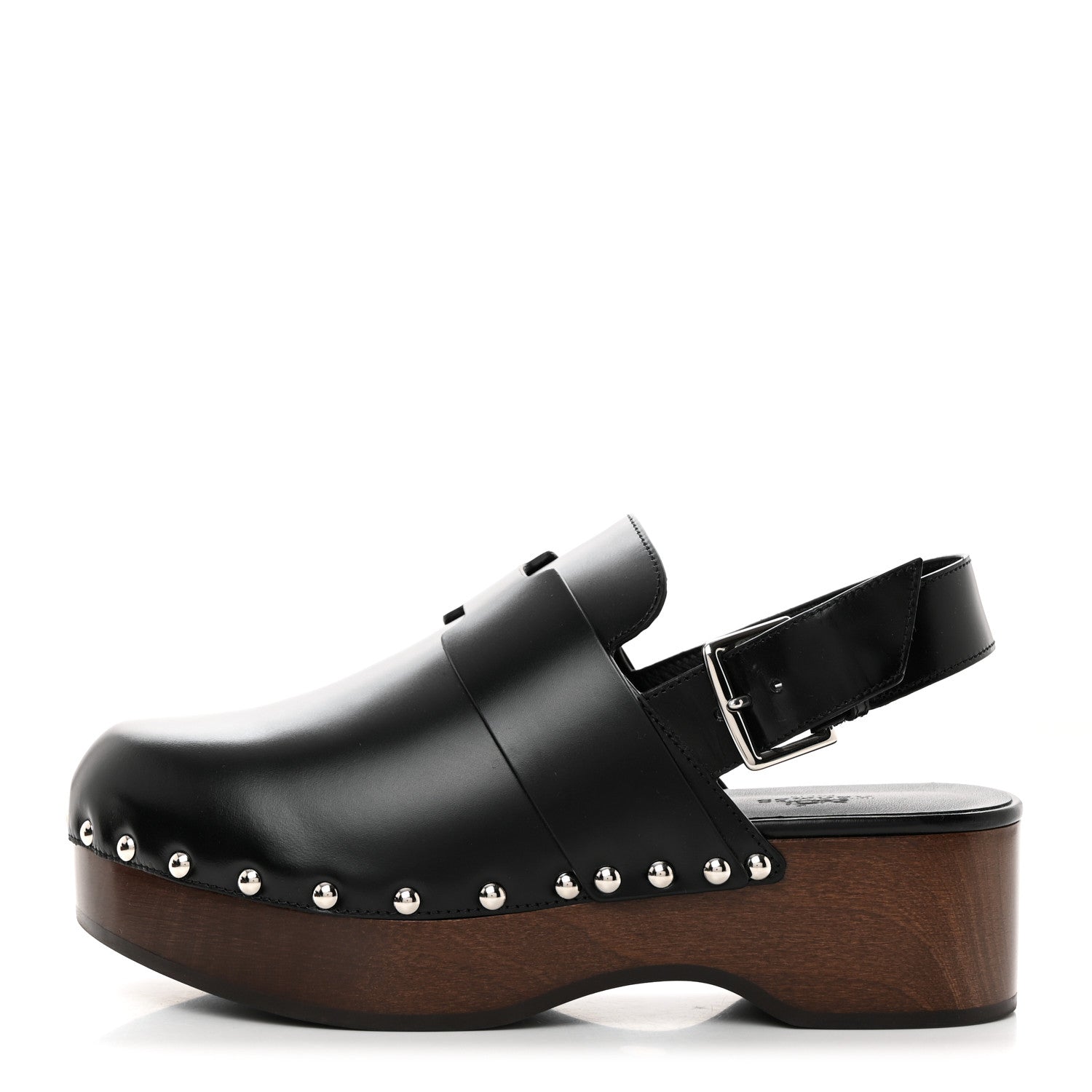 Hermes Toscan Calfskin Hermione Mules 37 Black 1 of 8