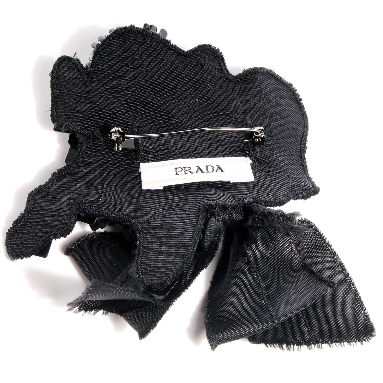 Prada Vintage Beaded Ribbon Brooch Black 3 of 4