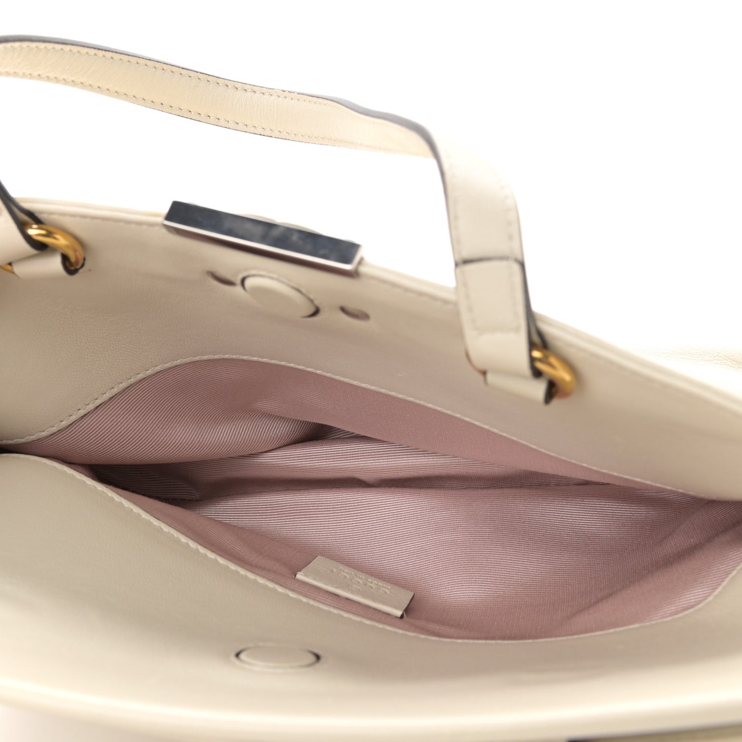 Lambskin Small Linea Matisse Top Handle Bag Mystic White
