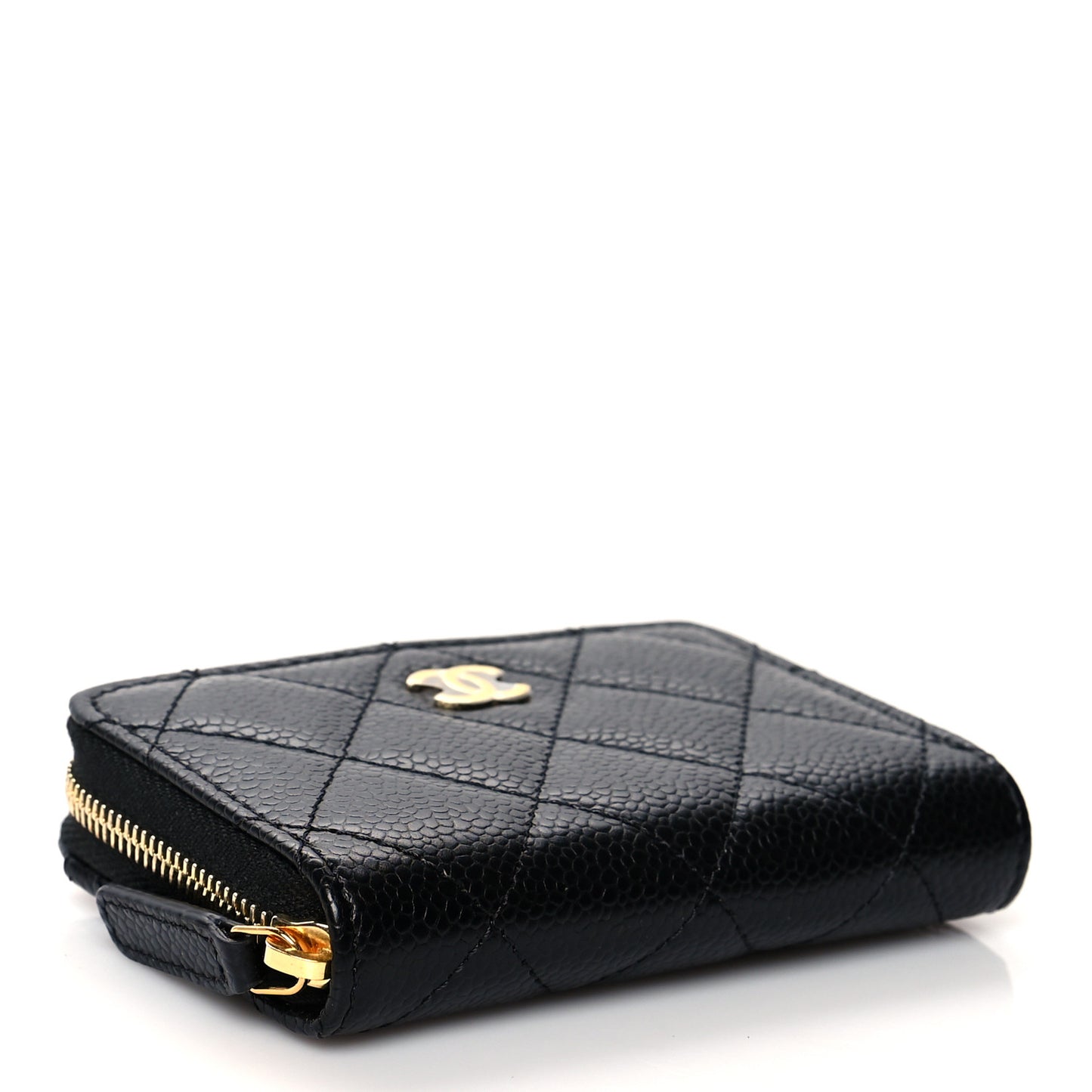 Caviar Quilted Classic Zipped Coin Purse Black