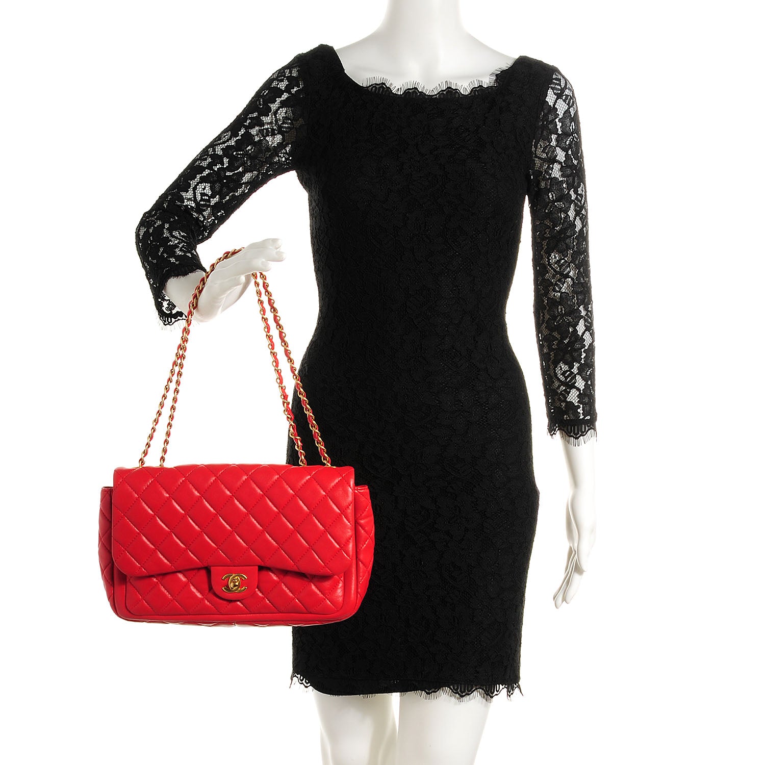 Chanel Lambskin Quilted Now and Forever Large Flap Red 3 of 10