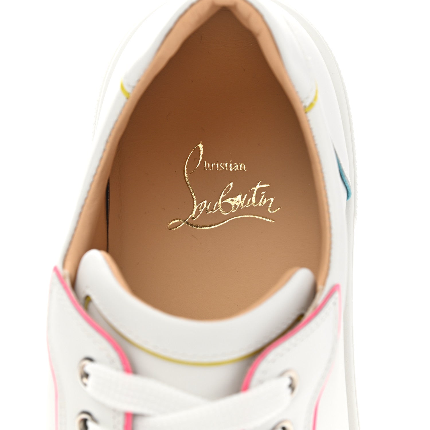 Christian Louboutin Calfskin Patent Vieirissima Flat Sneakers 38.5 White Multicolor 7 of 8