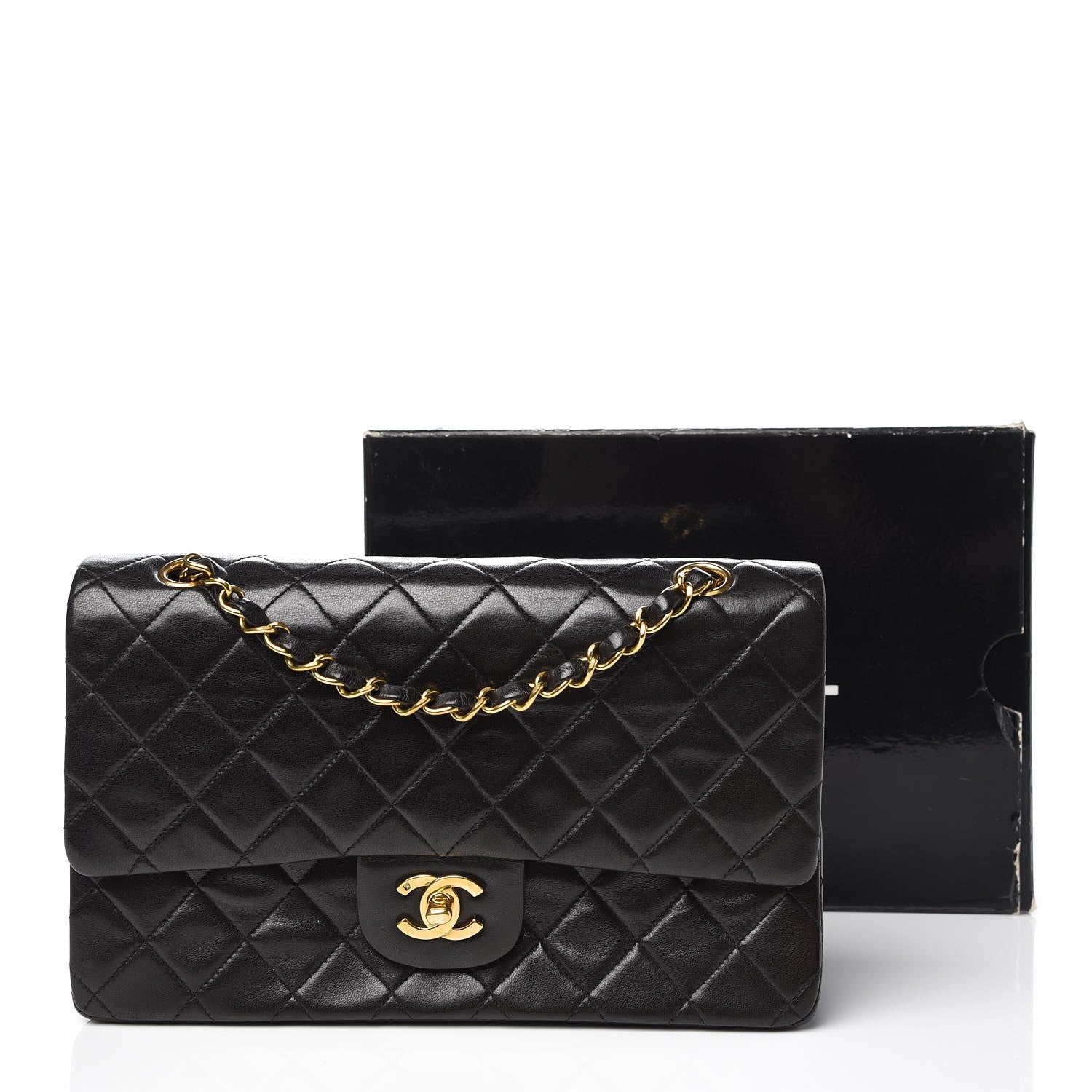 Chanel Lambskin Quilted Medium Double Flap Black 10 of 10
