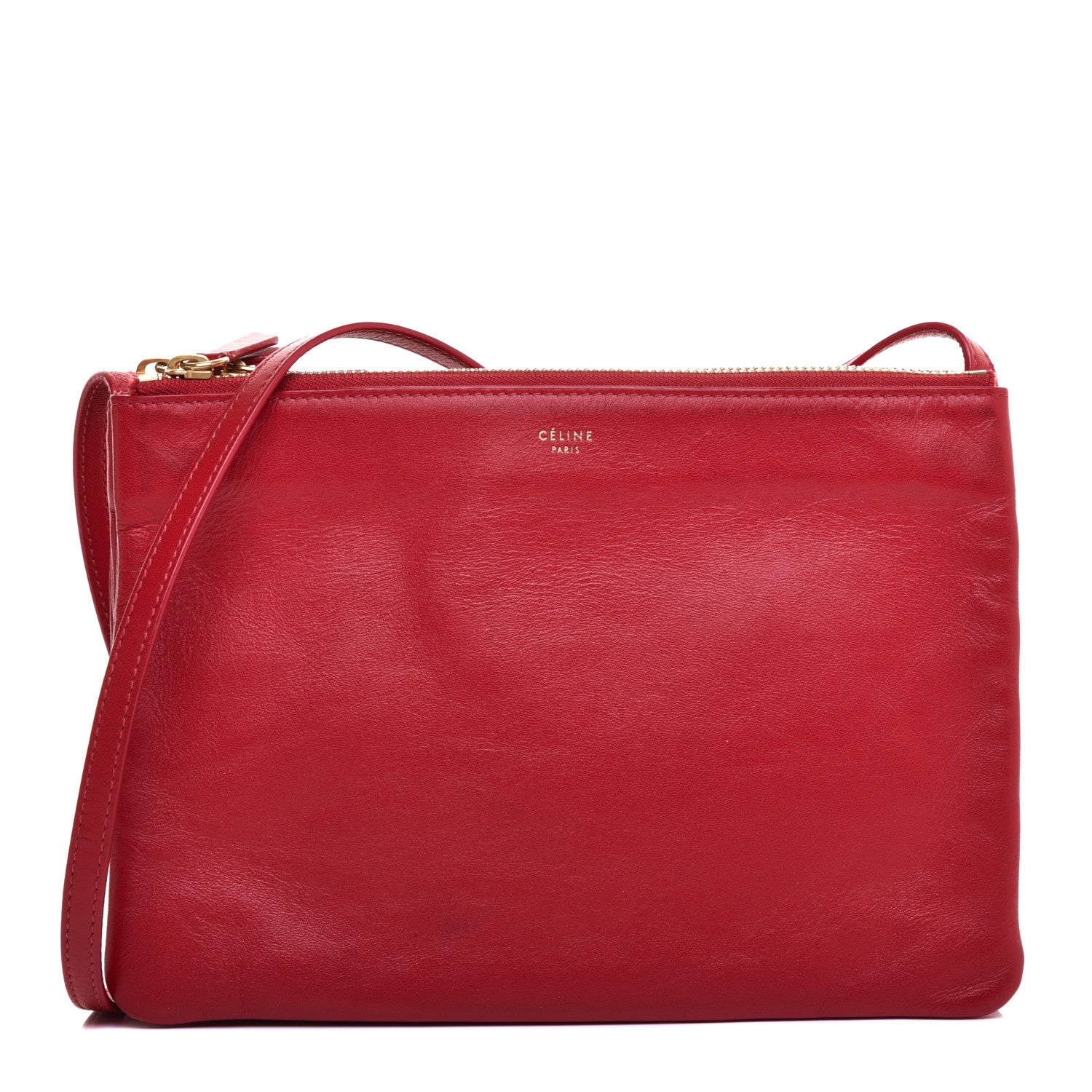 Celine Lambskin Large Trio Crossbody Bag Red 1 of 8