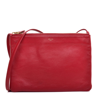 Celine Lambskin Large Trio Crossbody Bag Red 1 of 8