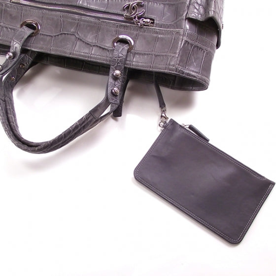 Crocodile Shopping Tote Gray