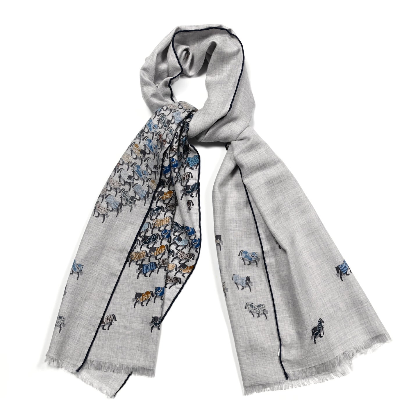 Cashmere Silk The Parage Rectangle Gris Chine Pollen Bleu Hussard