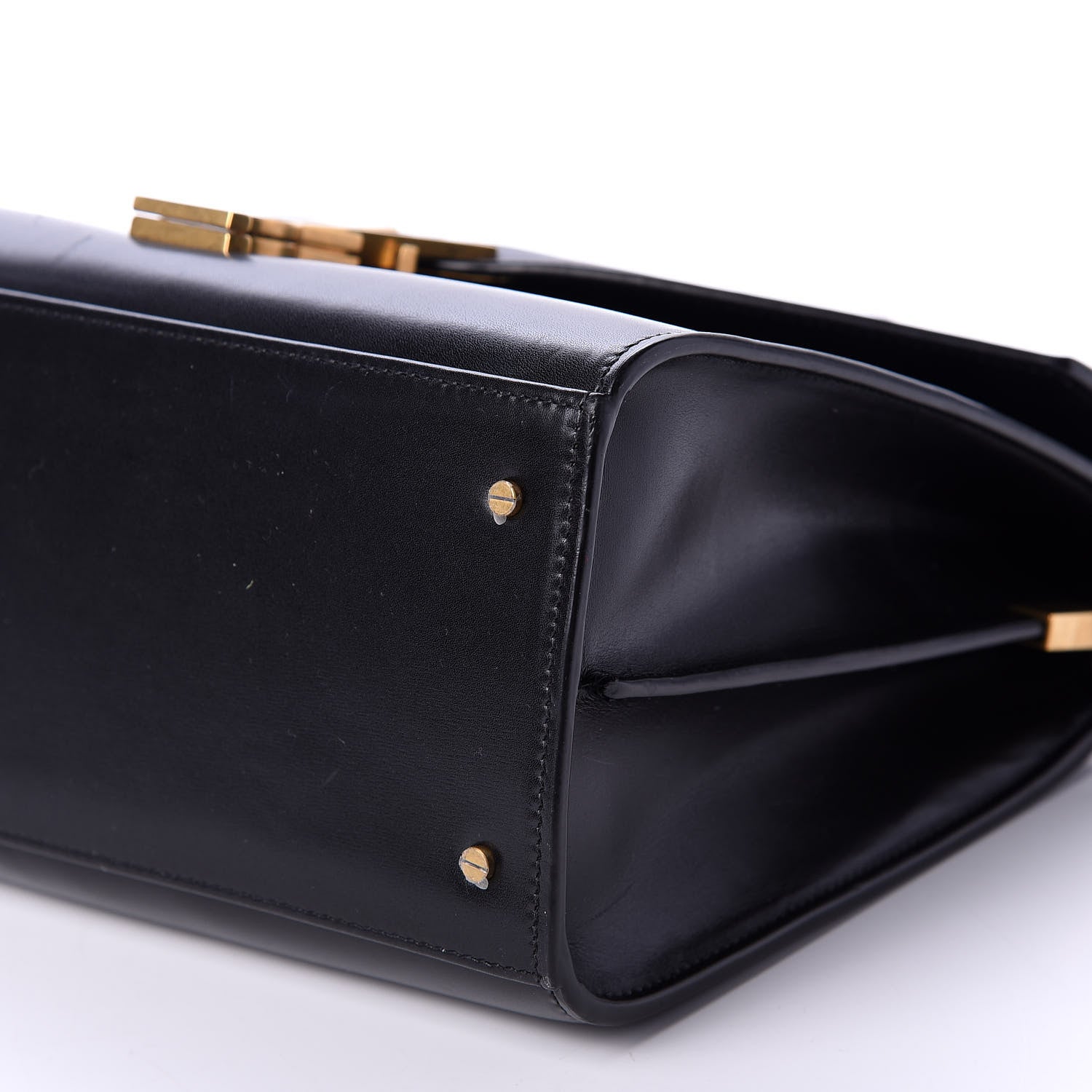 Saint Laurent Smooth Calfskin Medium Classic Monogram Cassandra Top Handle Black Rouge Legion 8 of 13