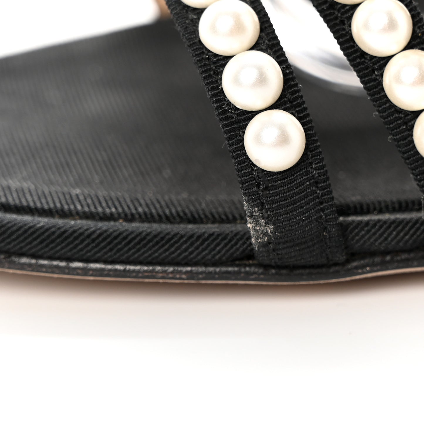 Calfskin Pearl Gladiator Sandals 37.5 Black