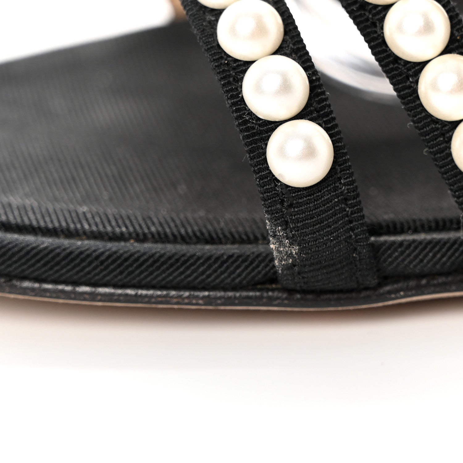 Chanel Calfskin Pearl Gladiator Sandals 37.5 Black 10 of 12