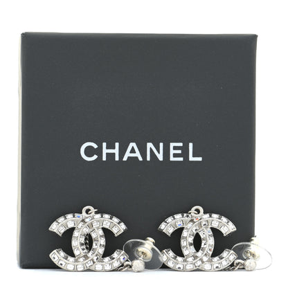 Chanel Baguette Crystal CC Drop Earrings Silver 5 of 5