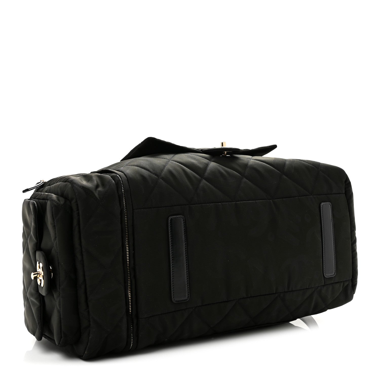 Chanel Nylon Calfskin Quilted Coco Neige Printed Convertible Duffle Backpack Black 3 of 9