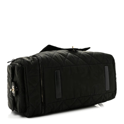 Chanel Nylon Calfskin Quilted Coco Neige Printed Convertible Duffle Backpack Black 3 of 9