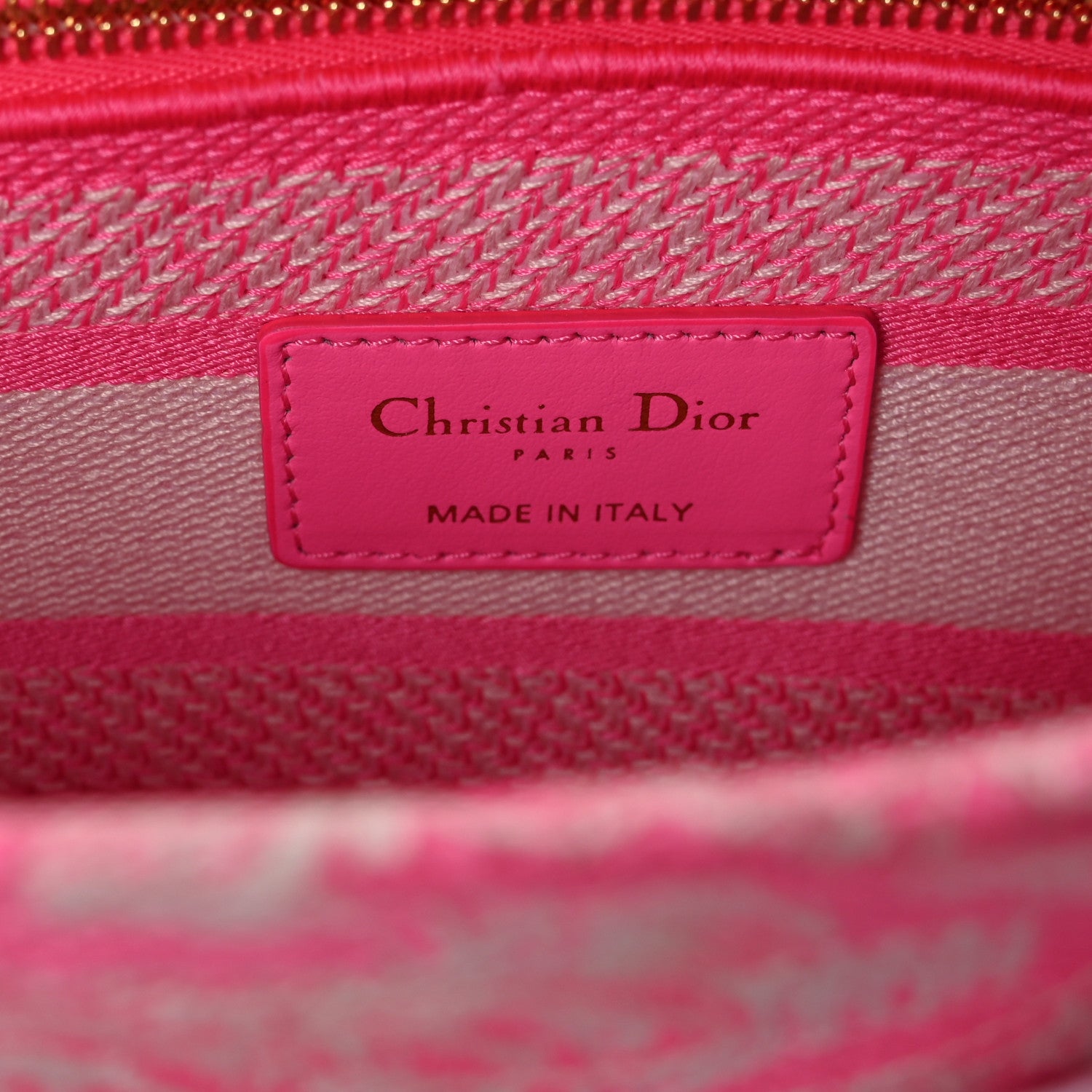 Christian Dior Canvas Toile De Jouy Reverse Embroidered Medium Lady D-Lite Fluorescent Pink 6 of 8
