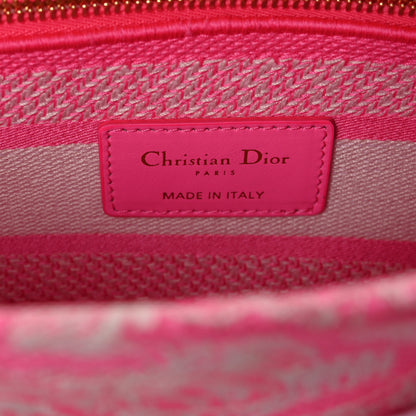 Christian Dior Canvas Toile De Jouy Reverse Embroidered Medium Lady D-Lite Fluorescent Pink 6 of 8