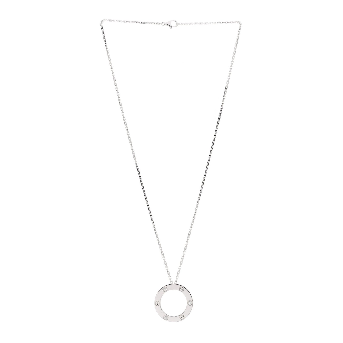 18K White Gold 3 Diamonds LOVE Pendant Necklace