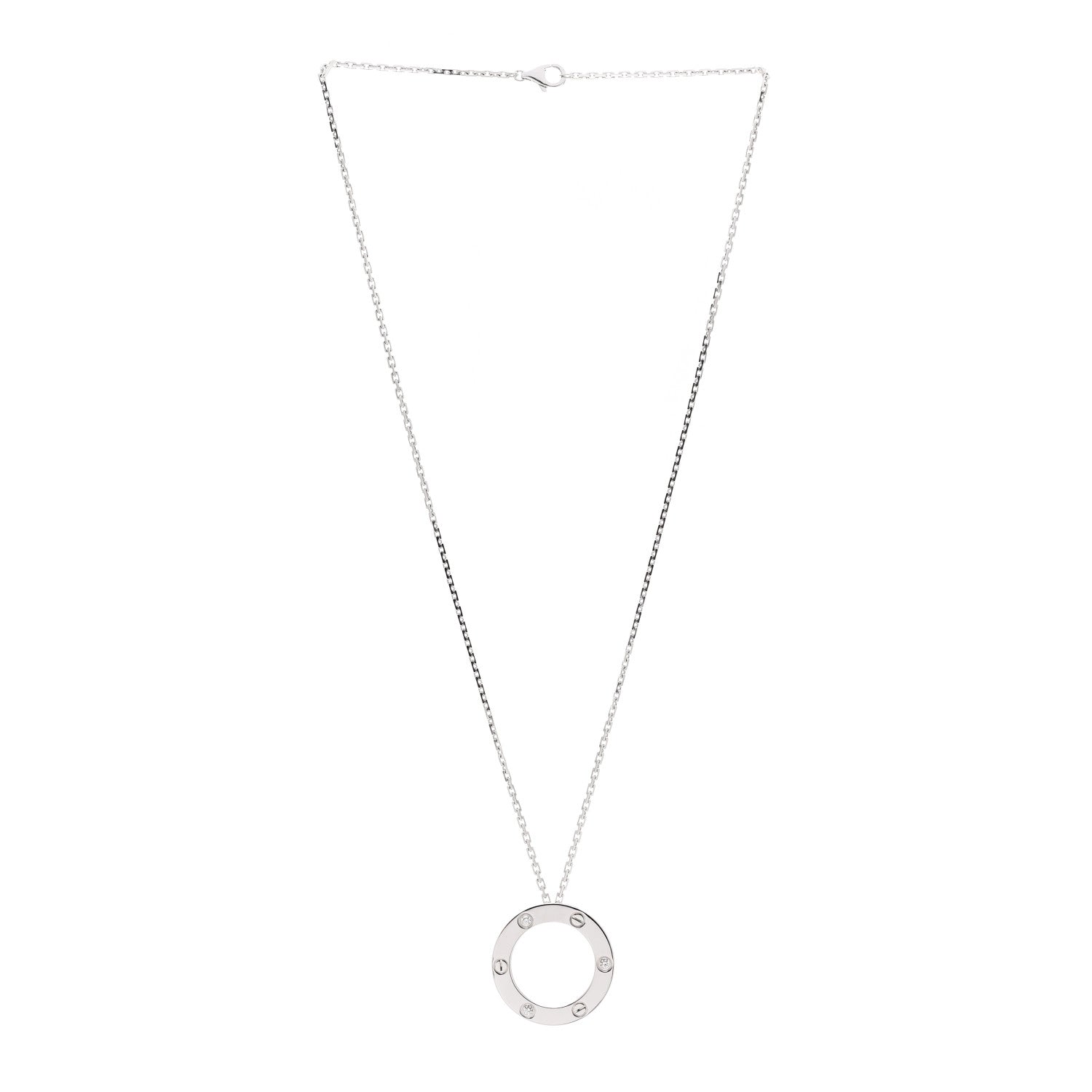 Cartier 18K White Gold 3 Diamonds LOVE Pendant Necklace 3 of 5