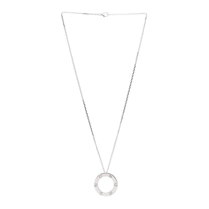 Cartier 18K White Gold 3 Diamonds LOVE Pendant Necklace 3 of 5