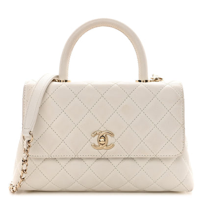 Chanel Caviar Quilted Mini Coco Handle Flap White 1 of 13