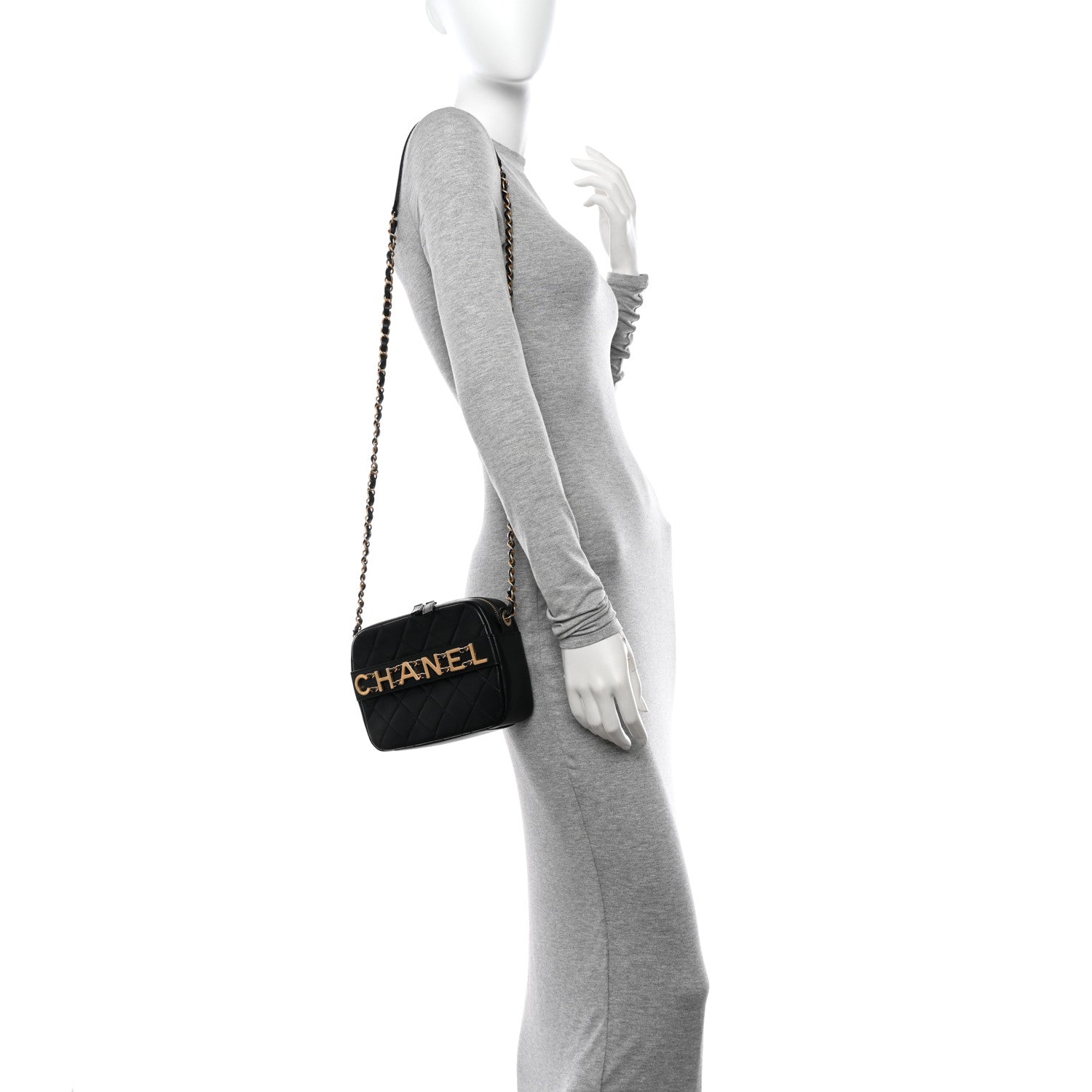 Chanel Calfskin Quilted Enchained Camera Case Bag Black 2 of 10