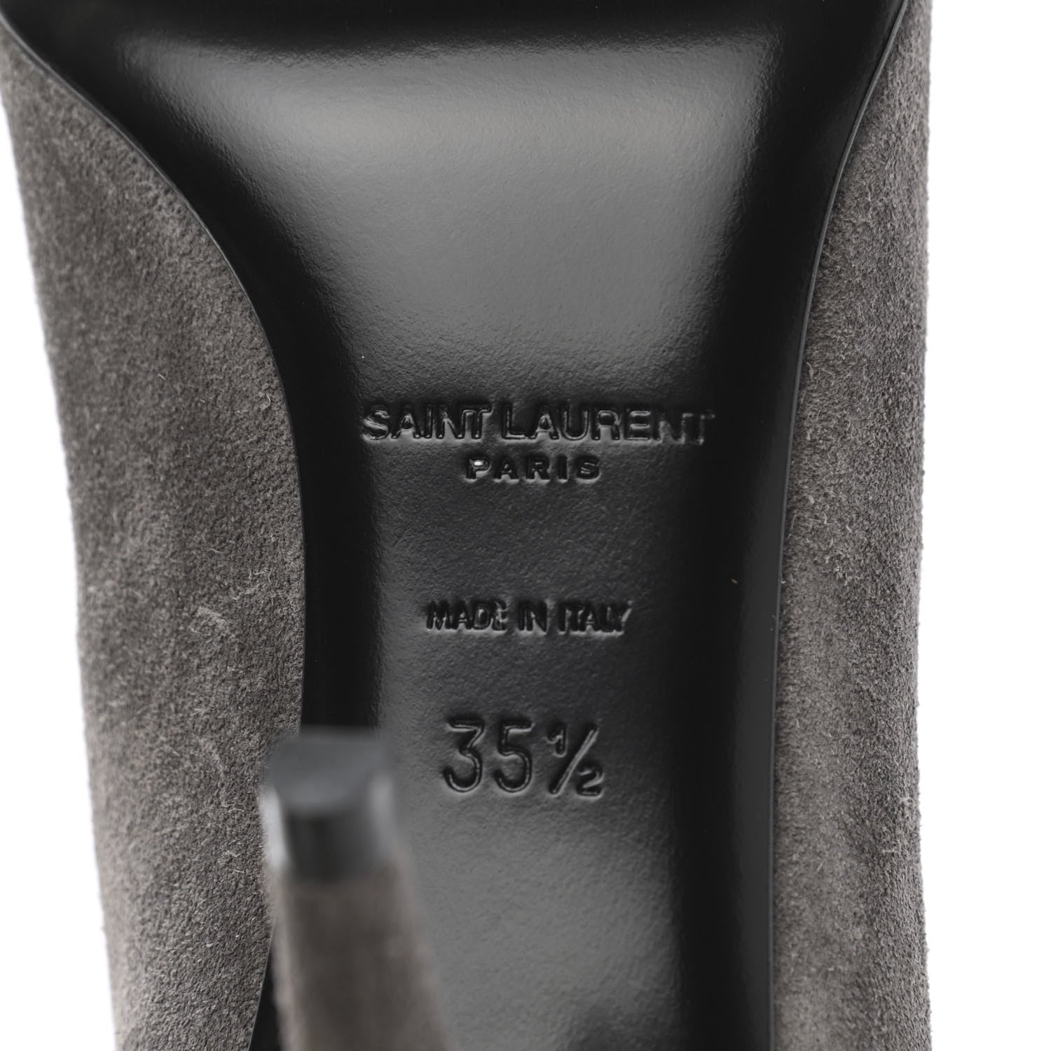 Saint Laurent Suede Fringe Anita 85mm Ankle Boots 35.5 Dark Grey 6 of 11