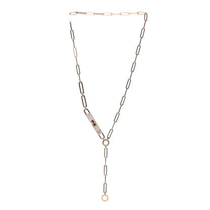 Hermes 18K Rose Gold Diamond Pave PM Kelly Chaine Lariat Necklace ST 3 of 5