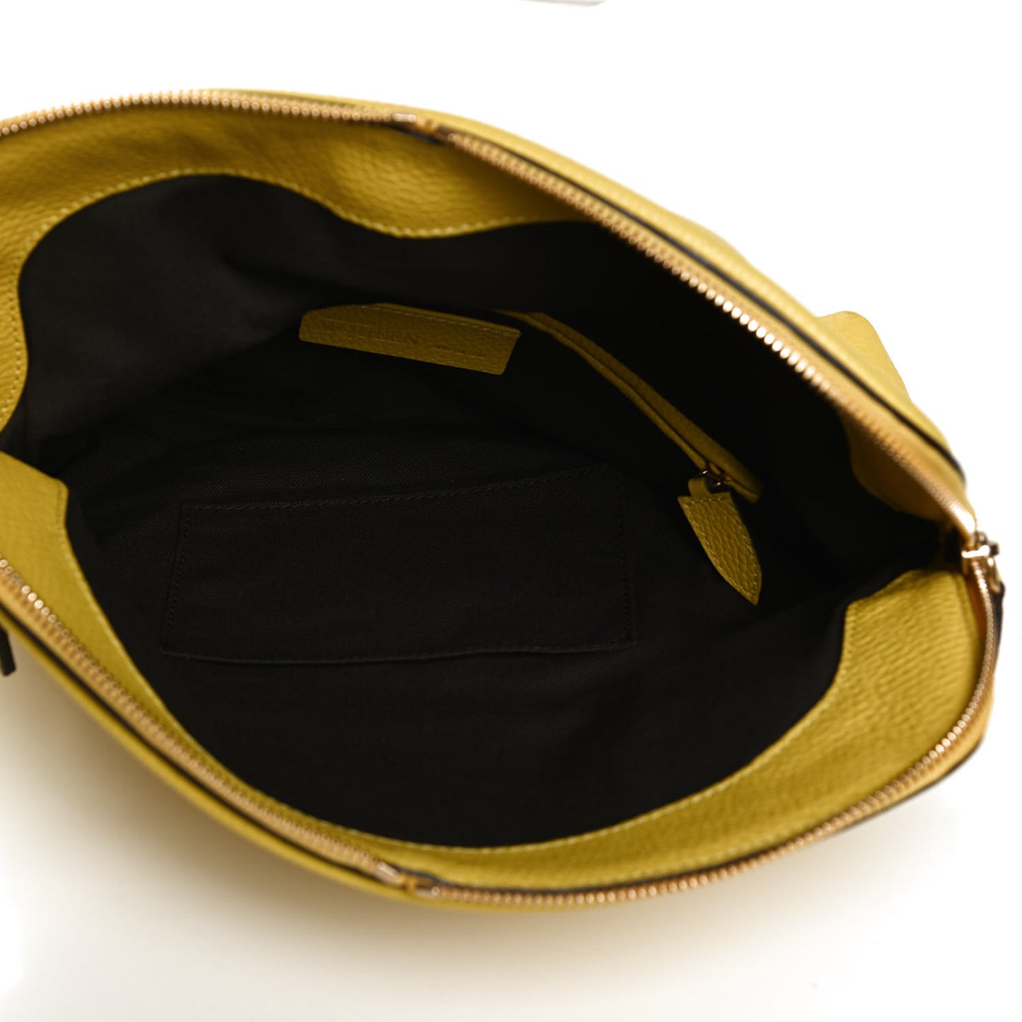 Grainy Calfskin Padlock Skull Clutch Yellow