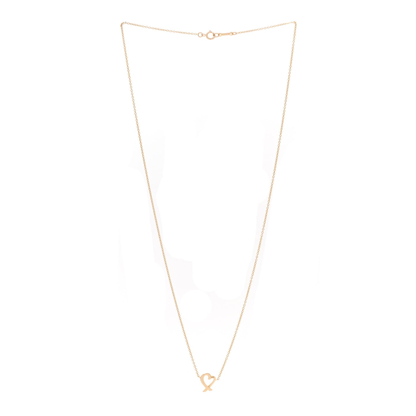 18K Yellow Gold Mini Paloma Picasso Loving Heart Pendant Necklace