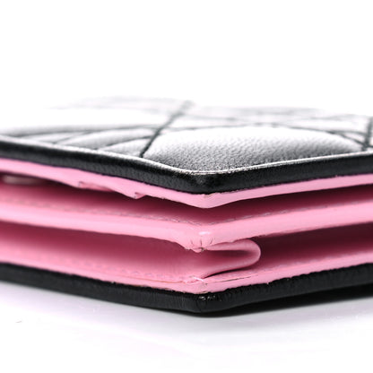 Christian Dior Lambskin Cannage Bi-Color Small Lady Dior Flap Card Holder Black Pink 9 of 11